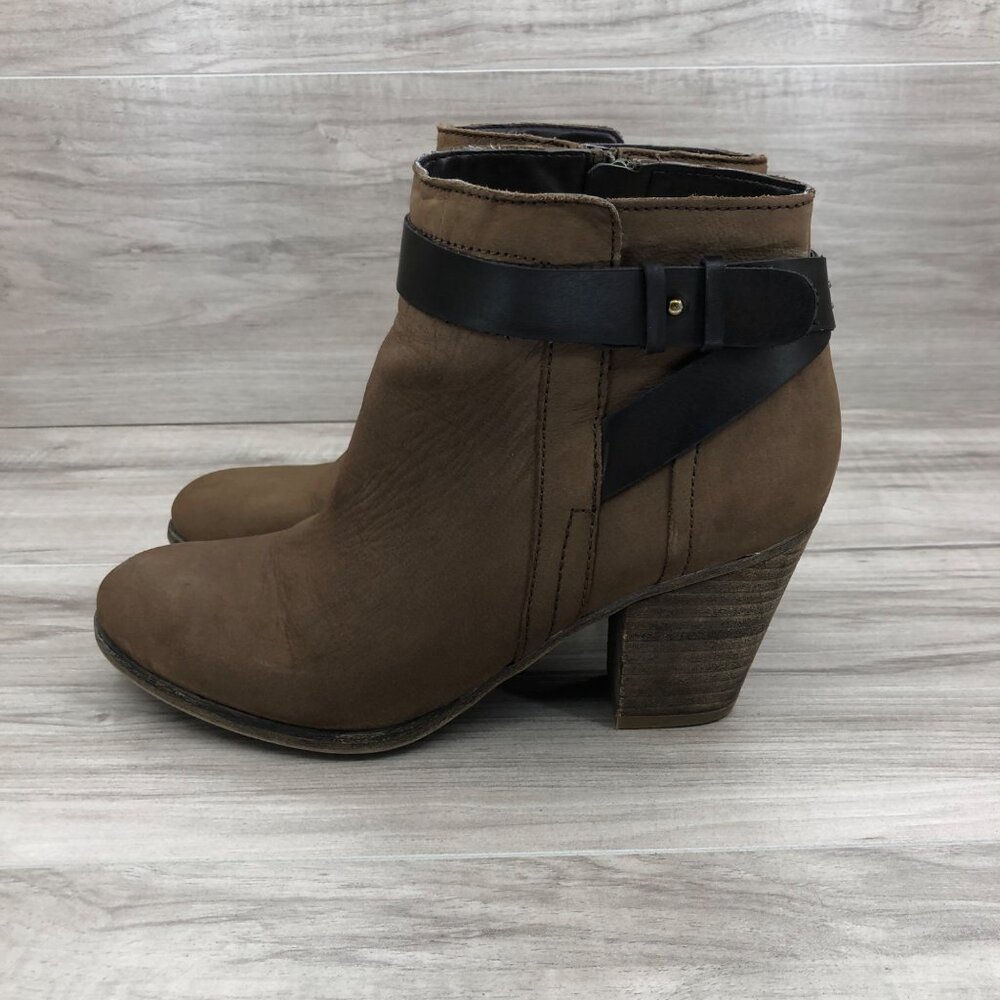 Franco Sarto Ankle Boots Womens 8M Dotty Brown Leather Zip Booties